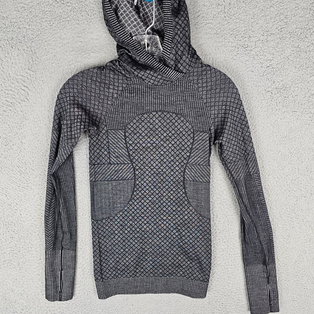 Lululemon Rest Less Hoodie Women's 2 Patchwork Fitted Nylon Long Sleeve Pullover